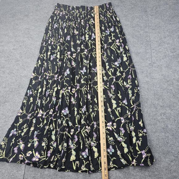 Vintage Indira Skirt Womens Medium Black Floral Butterfly Maxi Boho 90s Cottage - Picture 3 of 6